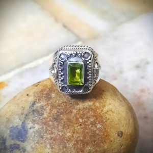 Green Peridot Poison Ring, 925 Sterling Silver Handmade Ring, Wedding Gift Ring,