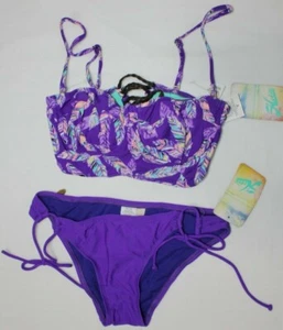 Hobie purple floral swim underwired padded bra and bottom- Bikini set- S - Picture 1 of 4