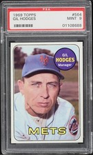 1969 Topps Baseball Cards #564 Gil Hodges HOF New York Mets PSA 9 NM-MT
