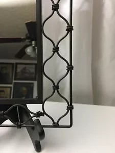 Ornate Black Brown Metal Framed Wall Mirror 9 x 10 - Picture 1 of 3