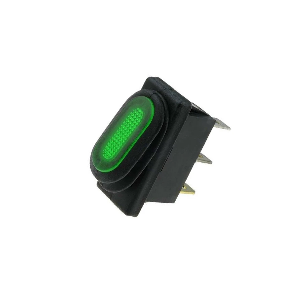 R13-70B8-01-G ROCKER SPST Pos:2 ON-OFF 10A/250VAC Green IP65 Neon Light SCI - Image 1 of 1