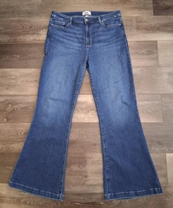 Pantalones de mezclilla Paige Genevieve tiro medio acampanados azules elásticos para mujer talla 33x31 - Imagen 1 de 12