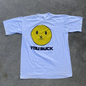 Vintage Gesim Corp Single Stitch "YOU SUCK" Smiley T-Shirt Large Jerry Cantrell - Bild 1 von 9