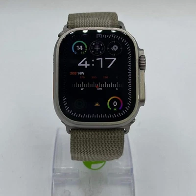 Unlocked Apple Watch Ultra 2 49MM Natural Titanium Green Alpine Loop A2986 - Image 1 of 4