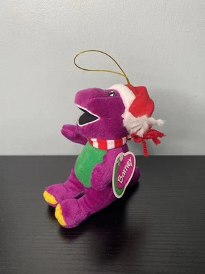 Vintage 1992 Barney Dinosaur Stuffed Animal Plush Christmas Santa Hat Scarf NWT - Image 1 of 4