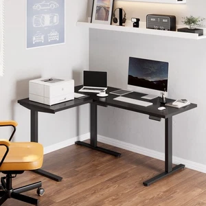 FlexiSpot L Shaped Standing Desk, Electric Height Adjustable Corner Desk - Picture 1 of 48