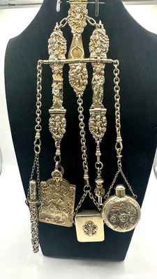 Beautiful Antique Dutch Chatelaine Belt Clip with 5 Accessories  - Image 1 of 4