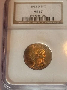 1953-D Washington Quarter NGC MS67. Beautiful Multicolor Toning! - Picture 1 of 4