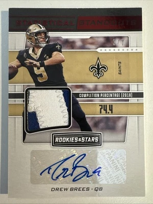 2019 Panini Rookies & Stars Drew Brees Statistical Standouts Patch Auto #/7 - Image 1 of 2