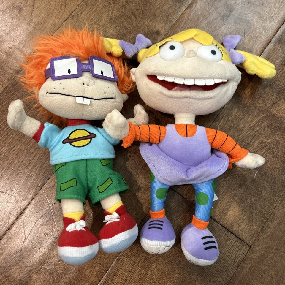 Muñeca de peluche clásica Angelica Rugrats difícil de encontrar con boca y dientes abiertos 12" y Chuckie Foto 1 de 4