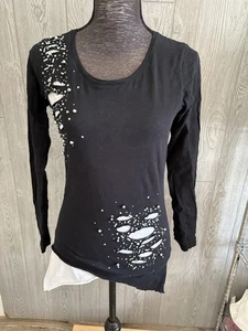 Zarga Women Size S Black 80s Style Retro Tunic Top - Picture 1 of 10