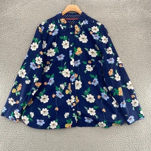 Talbots Shirt Women Extra Large Petite Blue Floral Button Collar Long Sleeve NWT - Picture 1 of 11