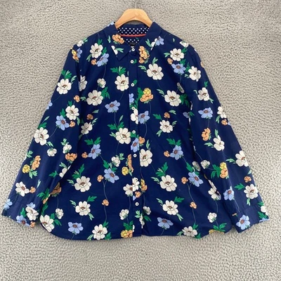 Talbots Shirt Women Extra Large Petite Blue Floral Button Collar Long Sleeve NWT - Image 1 of 4