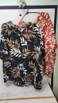 Camisa Hombre Estilo Hawaiano Botón Frontal 2XL Lote De 2 Rojo y Negro D29 Foto 1 de 4