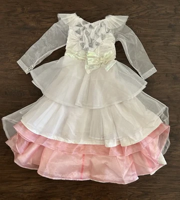 Disney Store Glinda Mago de Oz Disfraz Vestido Niñas Niño Talla 5/6 Blanco Rosa Foto 1 de 4