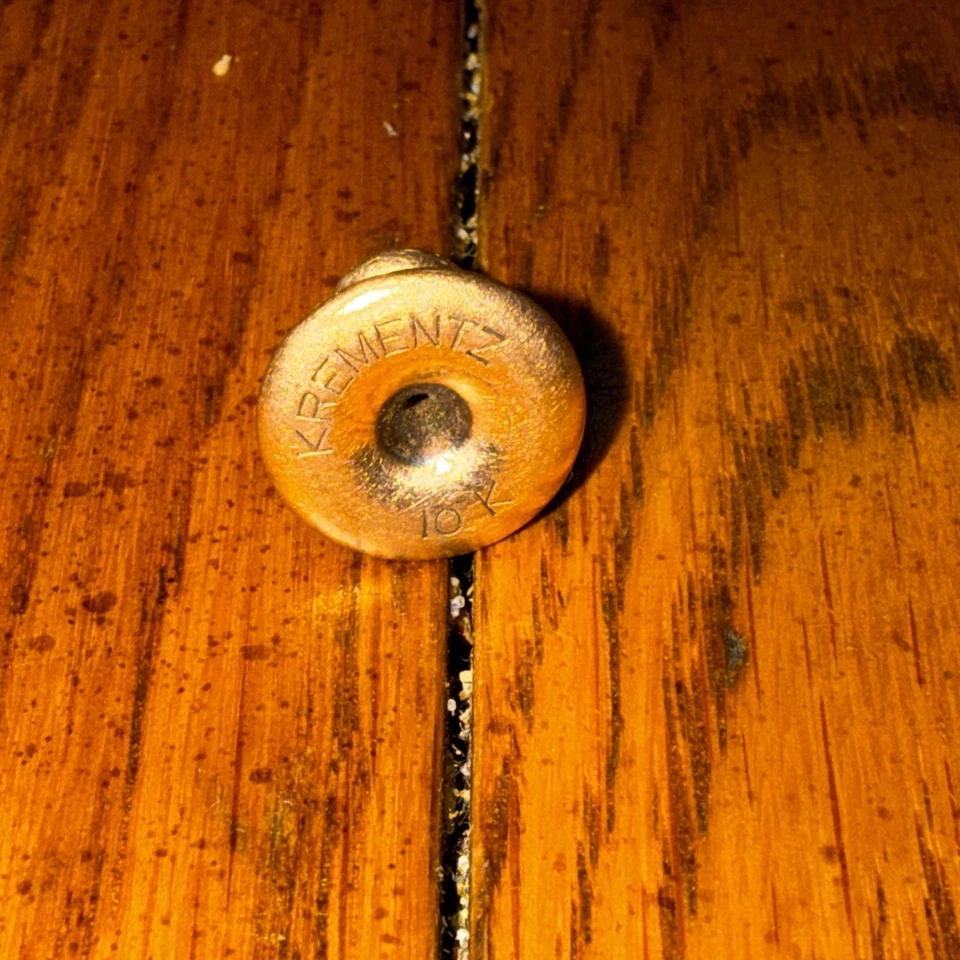 Vintage KREMENTZ 10K Gold Cufflink Shirt Stud Edwardian Art Deco Jewelry - Image 1 of 2