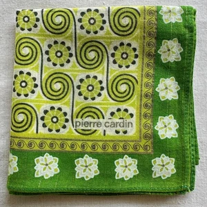 VTG Handkerchief Green Cotton line Art Abstract Radial Pattern Pocket Square 18" - Picture 1 of 3