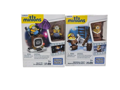 Minions Mega Bloks “Snowball Fight” and "Silly TV" Building Sets Lot of 2 - Image 1 of 4