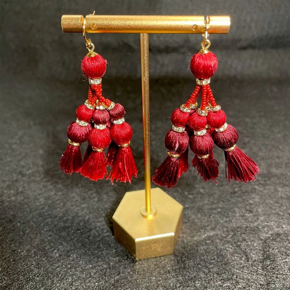 Kate Spade New York Women's Pretty Poms Tassel Statement Earrings  Red Boho Art - Imagem 1 de 4