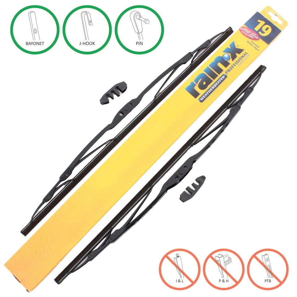 Limpiaparabrisas Rain-X RX30119 WeatherBeater 19" para bayoneta pasador lateral gancho en J 2 piezas Foto 1 de 4