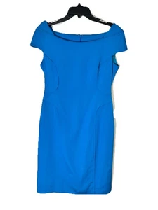 Reiss Venna Boatneck Minimalist Cap Sleeve Sheath Dress In Cobalt Blue Size 8 - Picture 1 of 15
