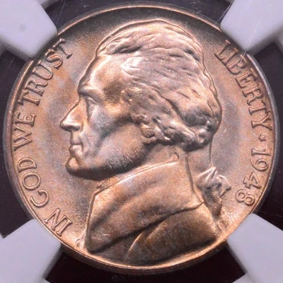NGC MS-66+! NICE STEPS 1948-S JEFFERSON NICKEL - Image 1 of 4