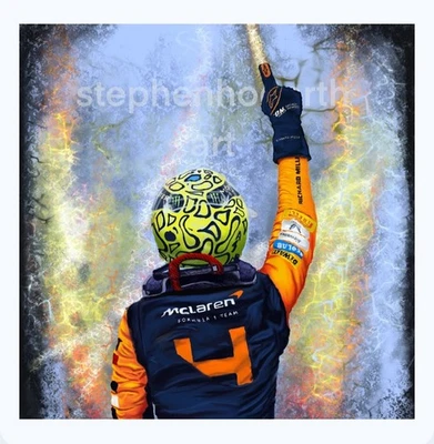 Pintura Retrato Original Obra de Arte Lando Norris Mclaren F1 Edición Limitada  Foto 1 de 4