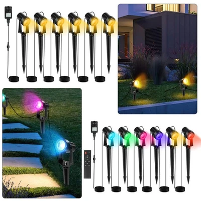 6er Set Gartenstrahler mit Erdspieß Außen IP65 Außenstrahler Wiese Warmweiß/RGB - Bild 1 von 4