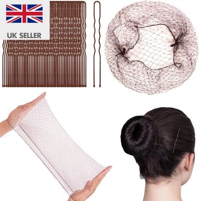 URAQT Hair Bun Set - 35Pcs Invisible Nets and 45Pcs U Shaped Pins, Elastic Edge  - Image 1 of 4