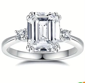 3 Ct Emerald Cut Moissanite 18K Gold Plated Ring (FAST SHIPPING!) - Picture 1 of 5