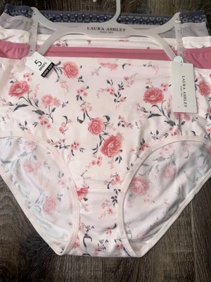 Laura Ashley ~ Ropa interior corta para mujer bragas florales 5 pares poliéster (D) ~ XL Foto 1 de 4