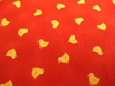 Хлопчатобумажная ткань Michael Miller Fabric Chicks Yellow Peeps on Red BTYx 42 - Изображение 1 из 4