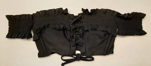 Nuevo con etiquetas Top de Bikini Xhilaration Off The Hombro Negro Fruncido Con Cordones Talla Extra Pequeña - Imagen 1 de 2