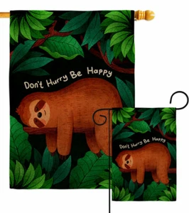 Don't Hurry Burlap Garden Flag Animals Wildlife Decorative Gift Yard Banner - Picture 1 of 19