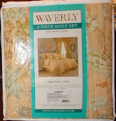 Waverly CAPE CORAL-CORAL 3 Piezas Juego de Edredón Doble Nuevo en Paquete, 1ª Calidad, Venta al por menor $175.00 Foto 1 de 4