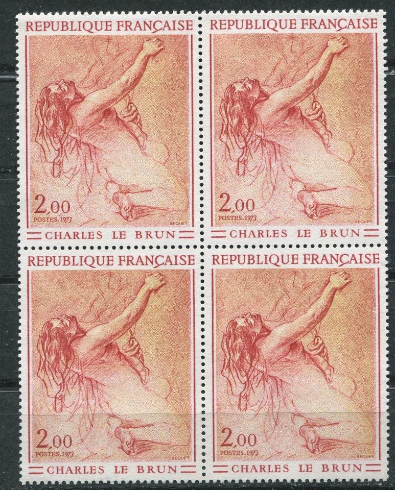 FRANCE 1973, ART: PAINTING, NUDE BY C. LE BRUN, Scott 1360, LOT / BLOCK OF 4 MNH - Image 1 of 1