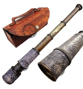 Nautical Brass Spyglass Black Antique Brass Telescope Marine Handheld KIT - Picture 1 of 7