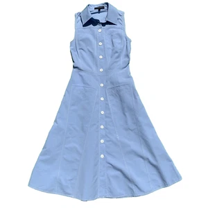 Derek Lam Sleeveless Large White Button Up Shirt Dress Sky Blue Women Size 0 - Picture 1 of 20