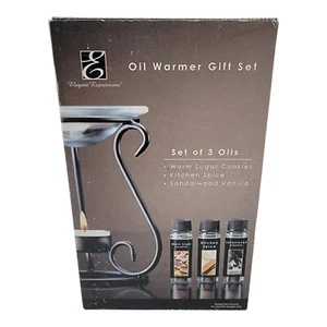Nuevo Elegante Set de Regalo Calentador de Aceite Metal Expressions con 3 Aceites Perfumados Aromas - Imagen 1 de 3