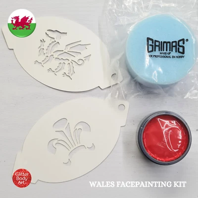 WALES Face Paint Stencil Kit - Rugby Reusable Washable Face painting designs - Image 1 of 4