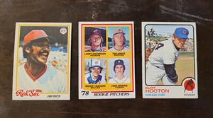 Surtido de tarjetas de béisbol de la década de 1970 - paquete de 3 lanzadores novatos Hooton/Rice/78 - Imagen 1 de 7