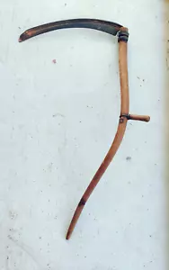 Vintage Antique 55" Long Scythe Hay Grain Sickle Farm Tool 27" Blade Grim Reaper - Picture 1 of 7