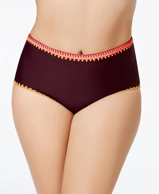 Pantalones de bikini Jessica Simpson para mujer cintura alta Merlot separados talla grande 0X Foto 1 de 2