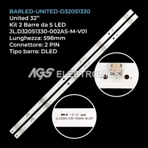 KIT 2 BARRE STRIP 5 LED TV UNITED JL.D32051330-002AS-M-V01 - Foto 1 di 1