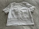 Whistles White Broderie Anglaise Eyelet Cropped Waist Length Top Size 14 Cotton