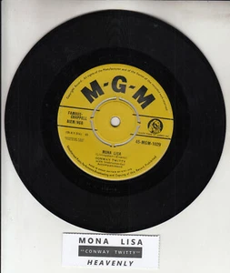 CONWAY TWITTY Mona Lisa & Heavenly 7" 45 rpm vinyl record + juke box title strip - Picture 1 of 1