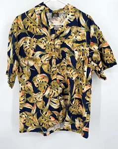 Vintage Toucan Dance Fast Lane Floral Hawaiian Shirt Mens Sz L - Picture 1 of 5