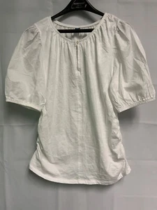 Old Navy Women's Maternity White Top Elastic-Keyhole-Neckline Puff Half Sleeve M - Picture 1 of 6