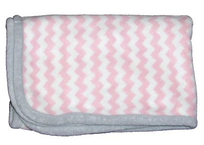 Manta para bebé Garanimals rosa blanco Chevron en zigzag gris borde seguridad Lovey Foto 1 de 2