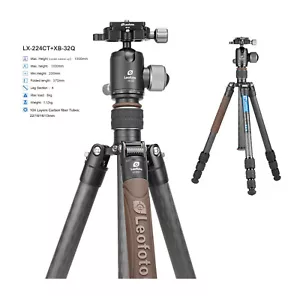 【Leofoto USA】Leofoto LX-224CT + XB-32Q Reversible Travel Tripod with Ball Head - Picture 1 of 12